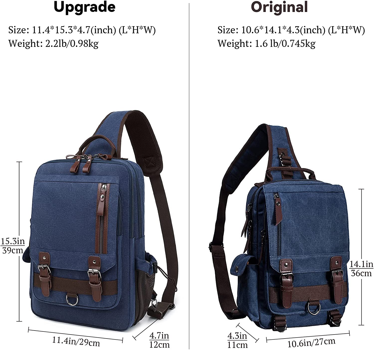 Mygreen Canvas Cross Body Messenger Bag Shoulder Sling Backpack Travel Rucksack - Image 2